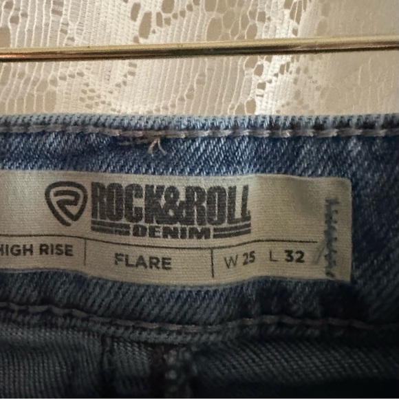 Rock And Roll Denim High Rise Star Pocket Flare Jeans - Picture 3 of 5